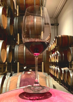 Wine Glass on Barrel