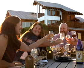 Enjoying Friends & Wine in the Beautiful Outside